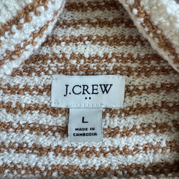 J. Crew sweater. Women’s size large.  Cream with tan stripes.  Very soft! - Picture 6 of 8